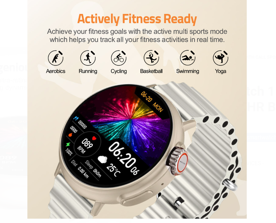 MT31 Smart Watch 1.52″ HD IP67 with Call Sports HR BP Body Temp - Image 4