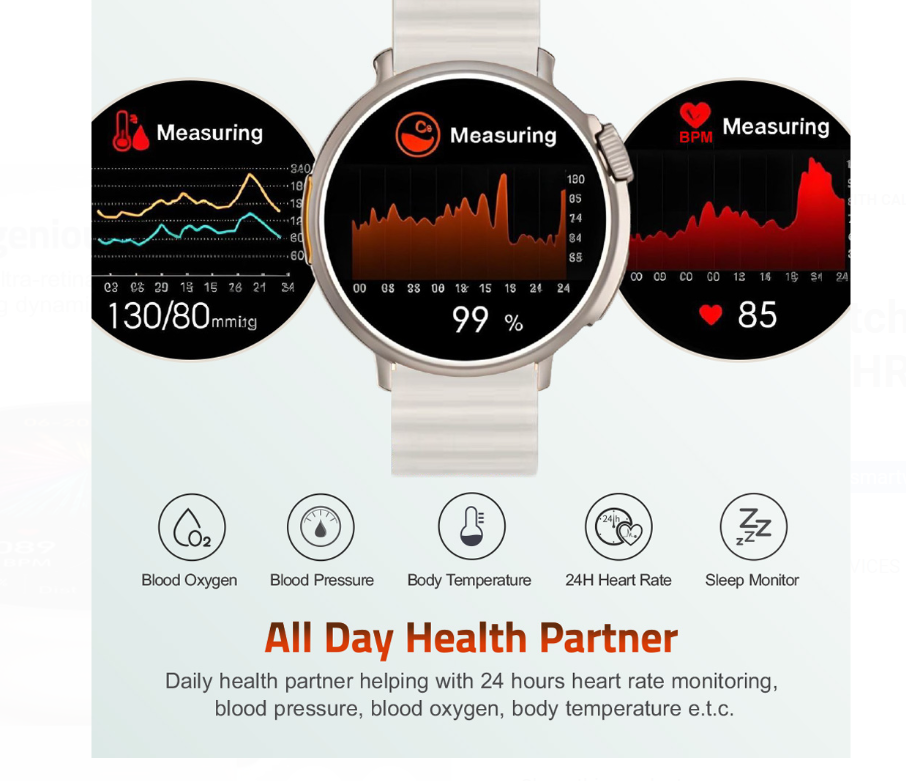 MT31 Smart Watch 1.52″ HD IP67 with Call Sports HR BP Body Temp - Image 3