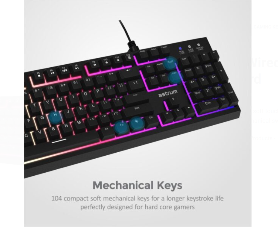 KM350 Backlit Wired Mechanical Gaming Keyboard - Image 4