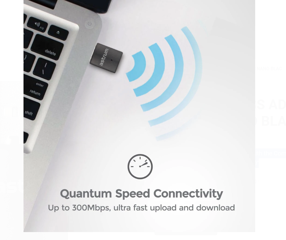 ASTRUM NA300 WIRELESS ADAPTER 300MBPS NANO BLAC - Image 3
