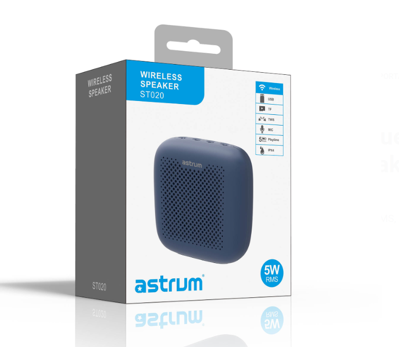 ASTRUM ST020 5W TWS True Wireless IPX5 Mini Portable Speaker – Blue