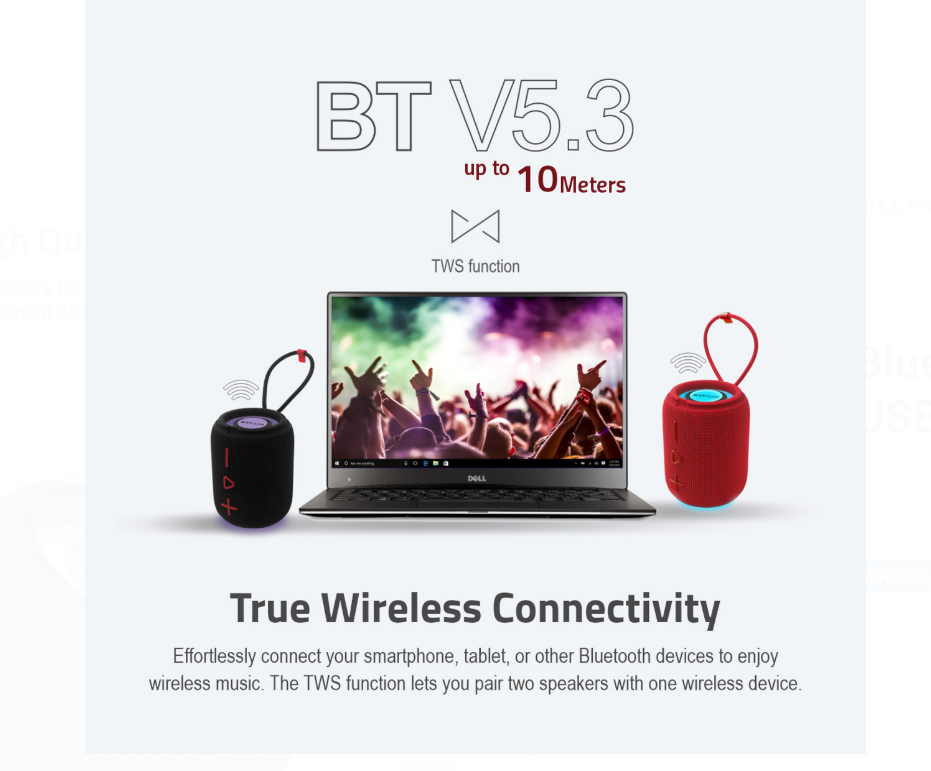 ASTRUM SP110 Portable Bluetooth Speaker 5.3, TF Card FM USB RGB Light TWS - Image 4