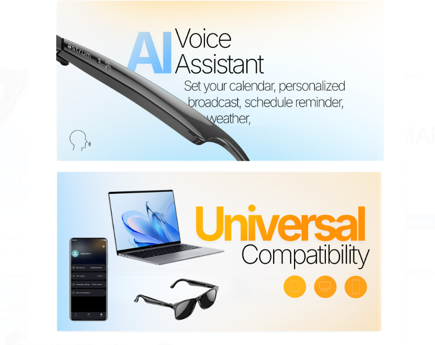 ASTRUM W600 SMART GLASSES AI CAM SPK BT - Image 2