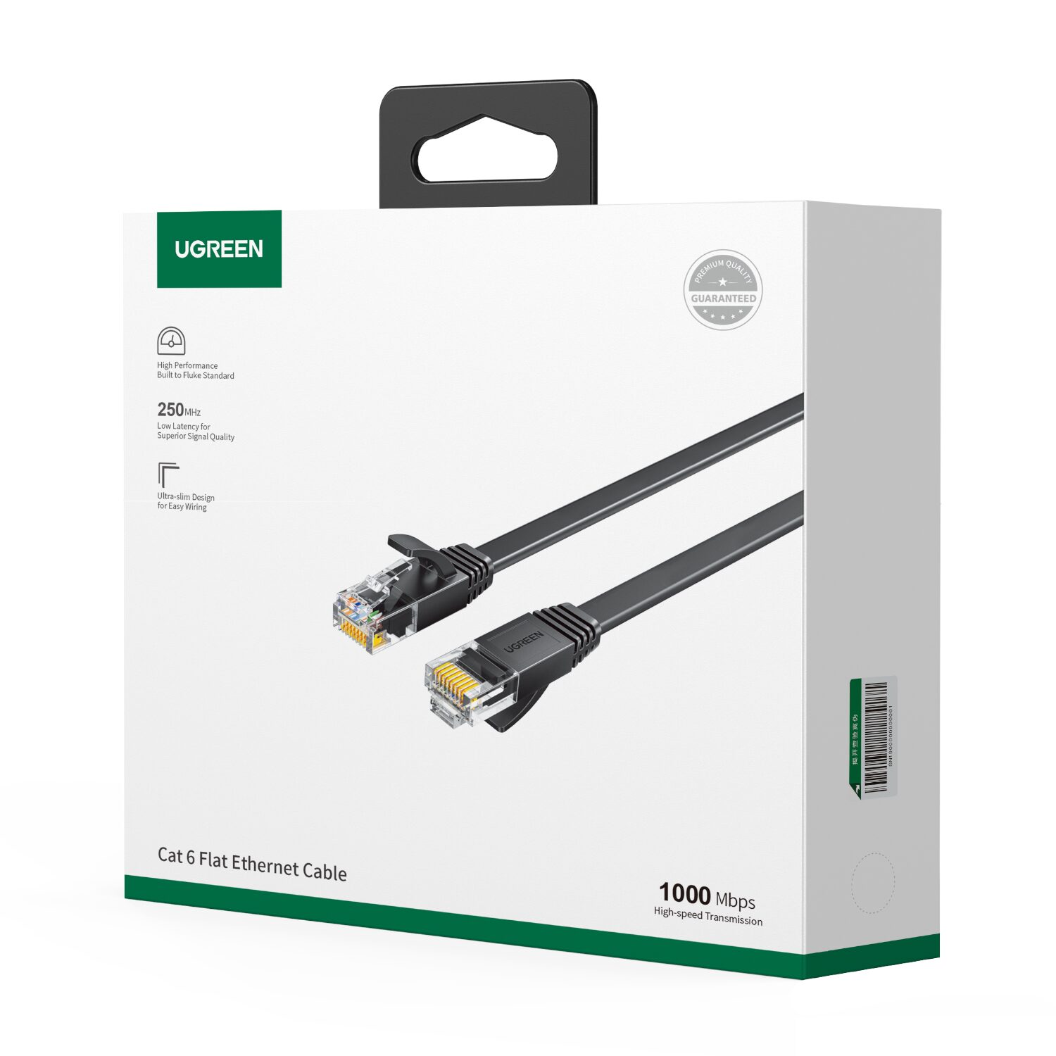 UGREEN NW102 Cat6 U/UTP Flat Ethernet Cable 30m – Black - Image 5